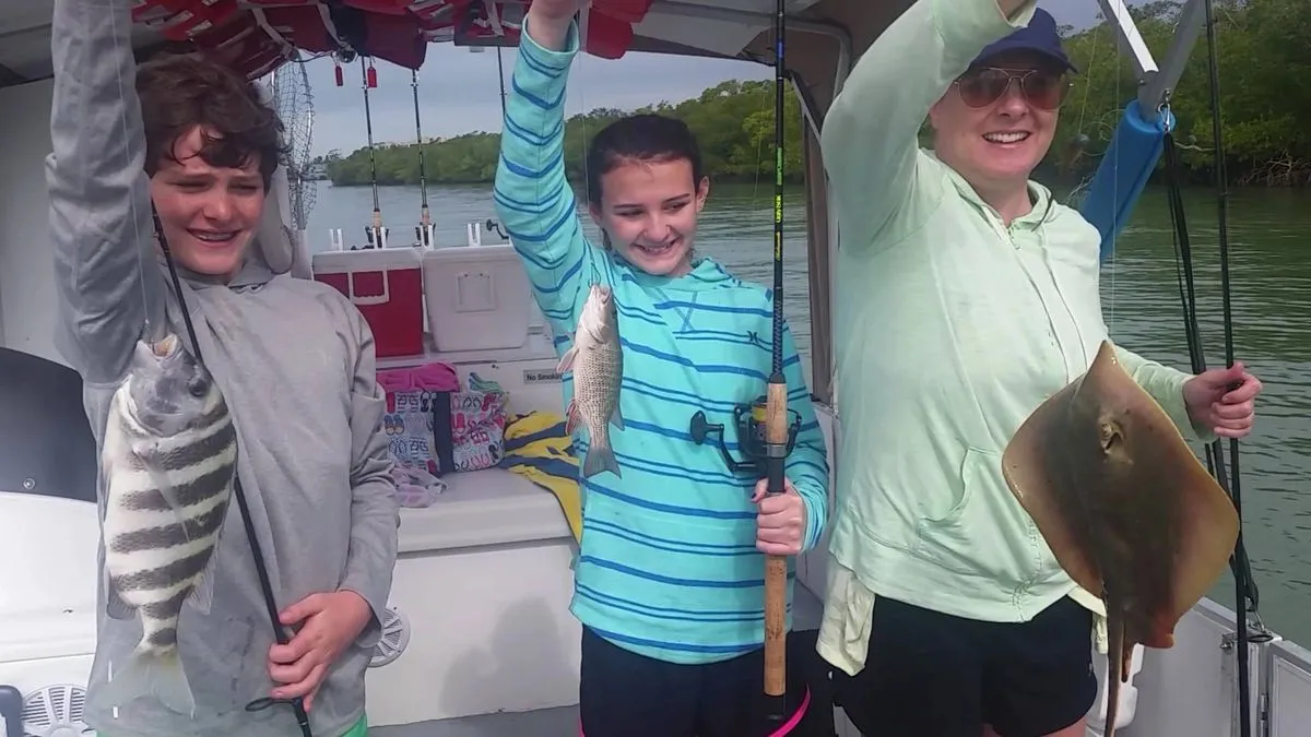 Family aboard the charter boat